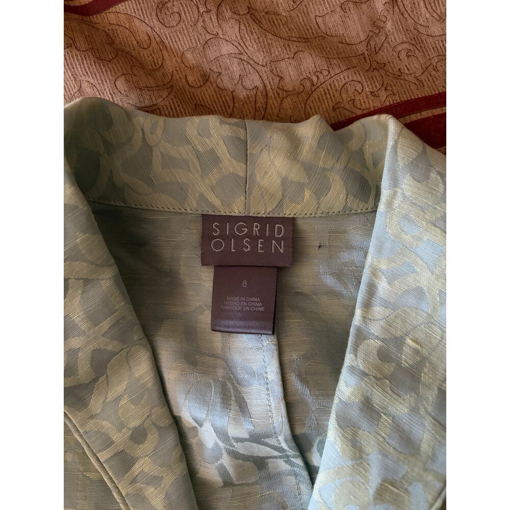 Sigrid Olsen Mint Linen Cotton Blouse Size 8 - Picture 6 of 7